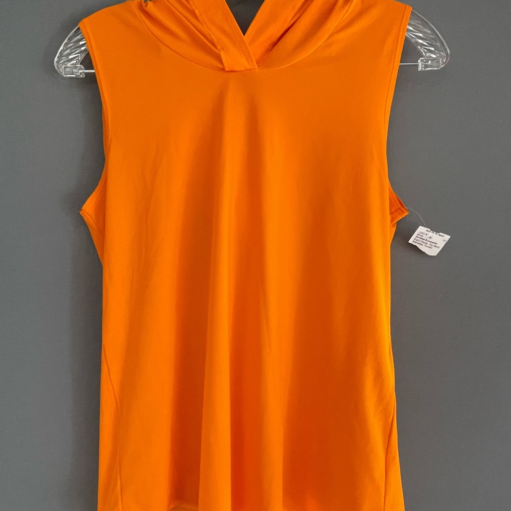 DOROTHEE SCHUMACHER Sleeveless Orange Polyblend Hooded Women's Top Size M/L NEW